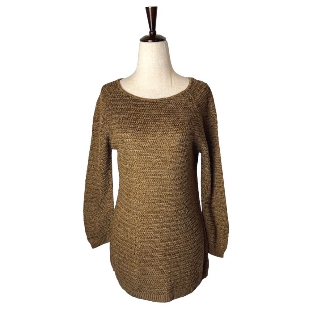 Coincidence & Chance Anthropologie Sweater Women Small Brown Knit Cotton Blend‎